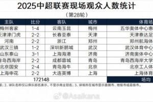 中超第28轮、中甲第28轮、中乙第30轮、中冠决赛第9轮观众统计